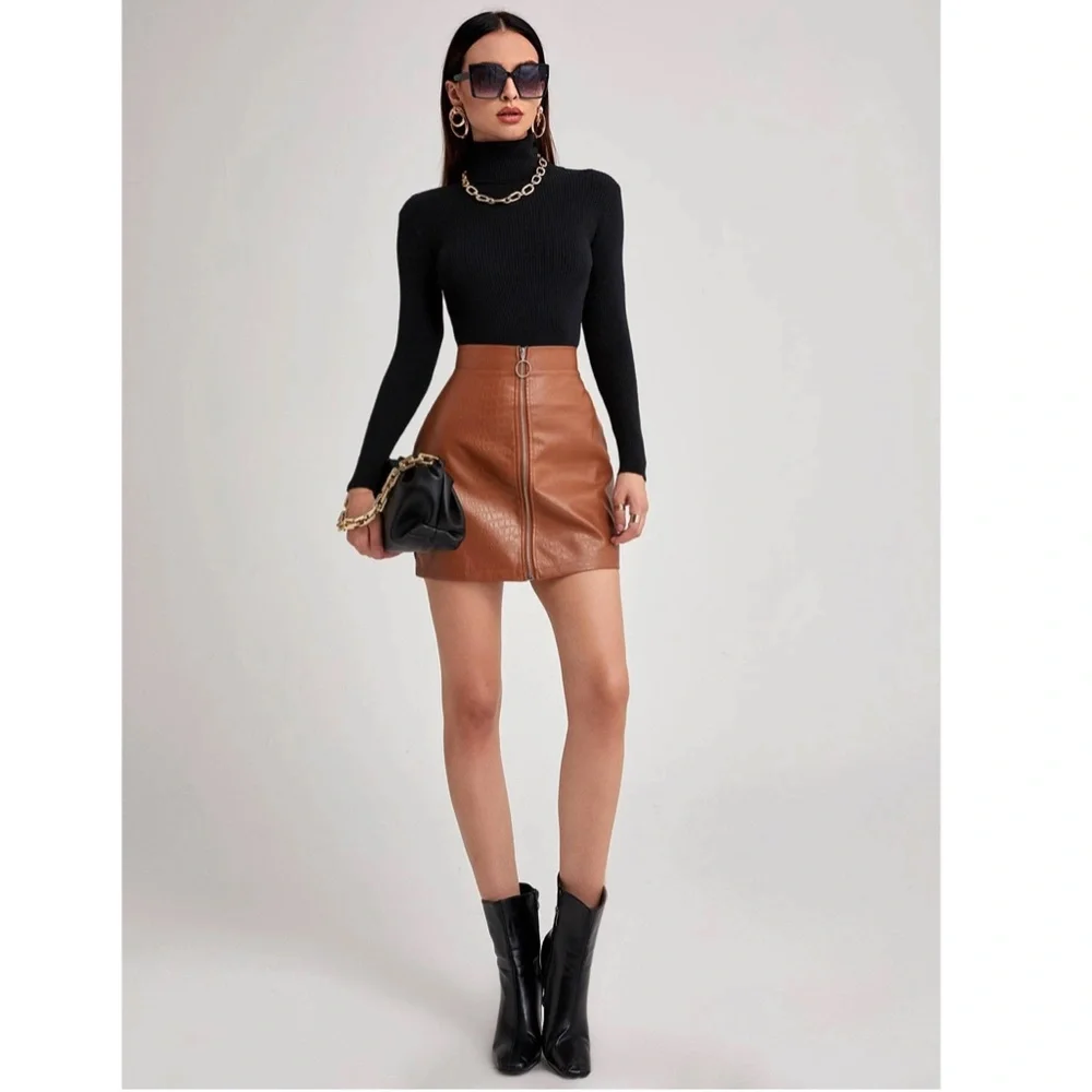 Black Rib Knit Turtle Neck Sweater Top - Picture 5 of 8